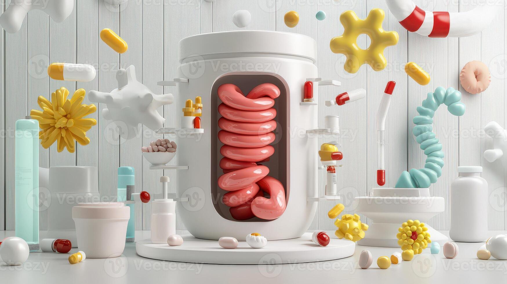 A container with pills and other items photo