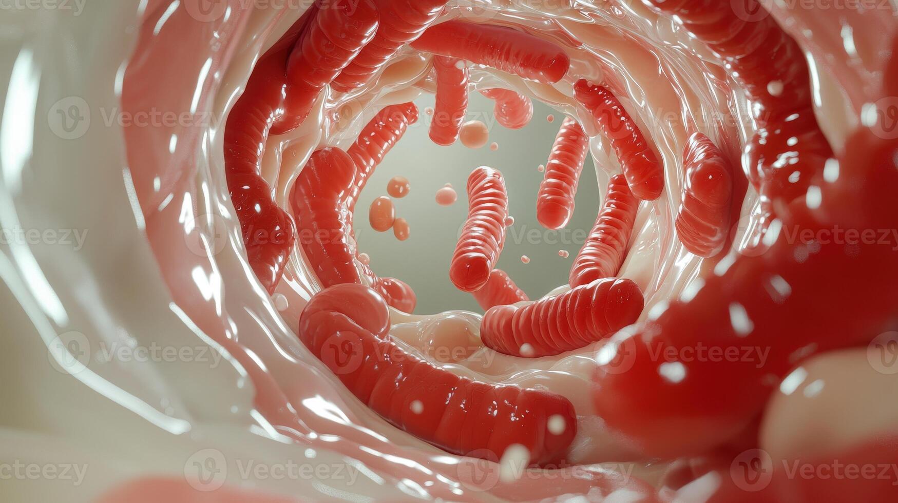 A close up of a red and white object photo