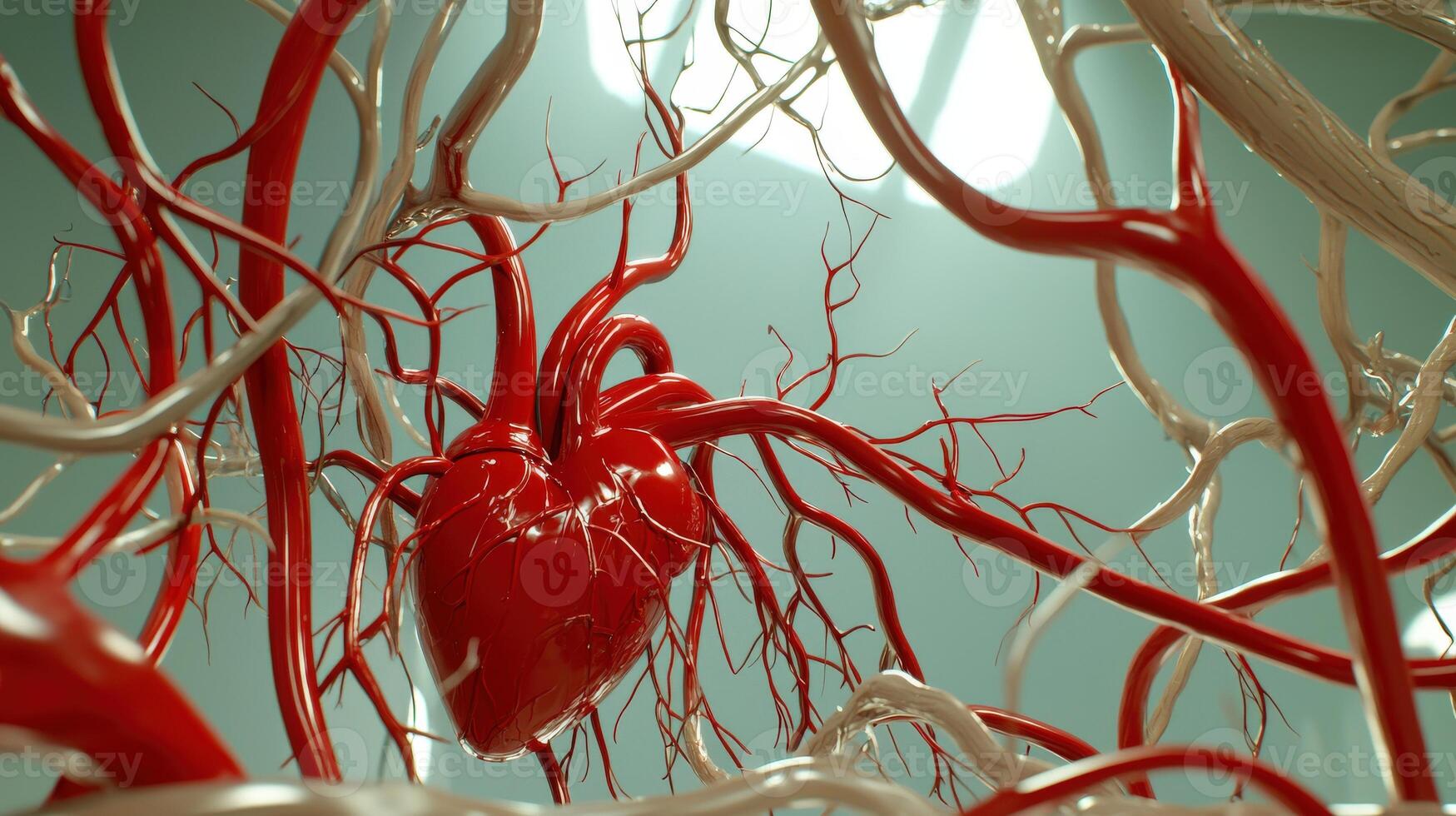 The heart is shown in a 3d rendering photo