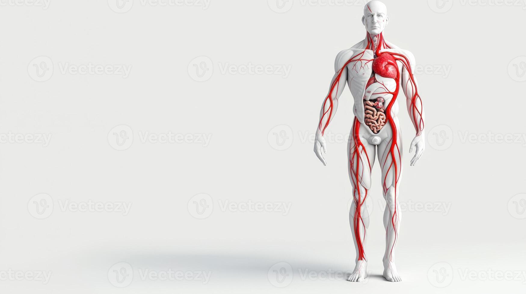 A 3d model of a human body with a red heart photo