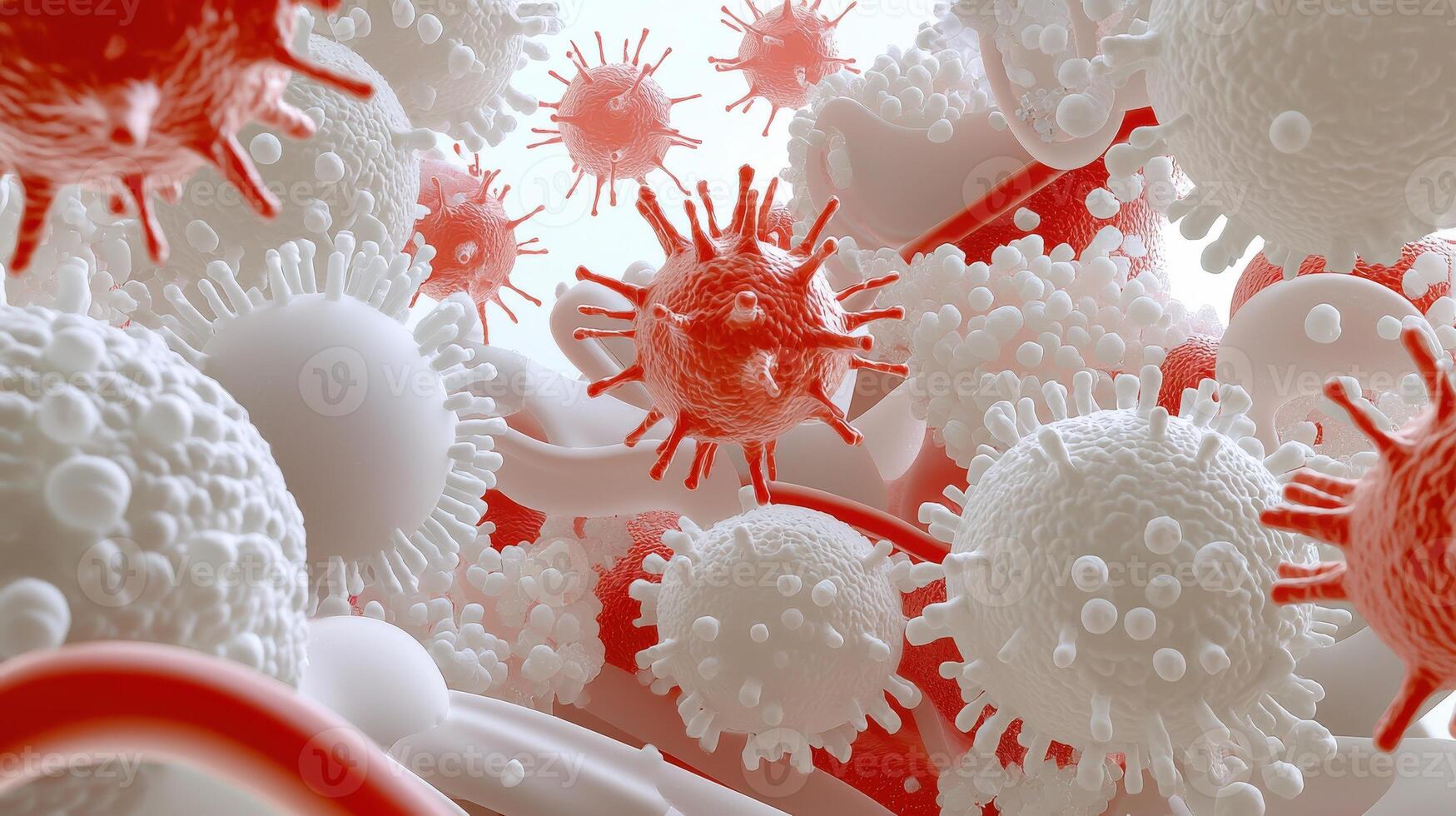 A group of red and white viruses photo