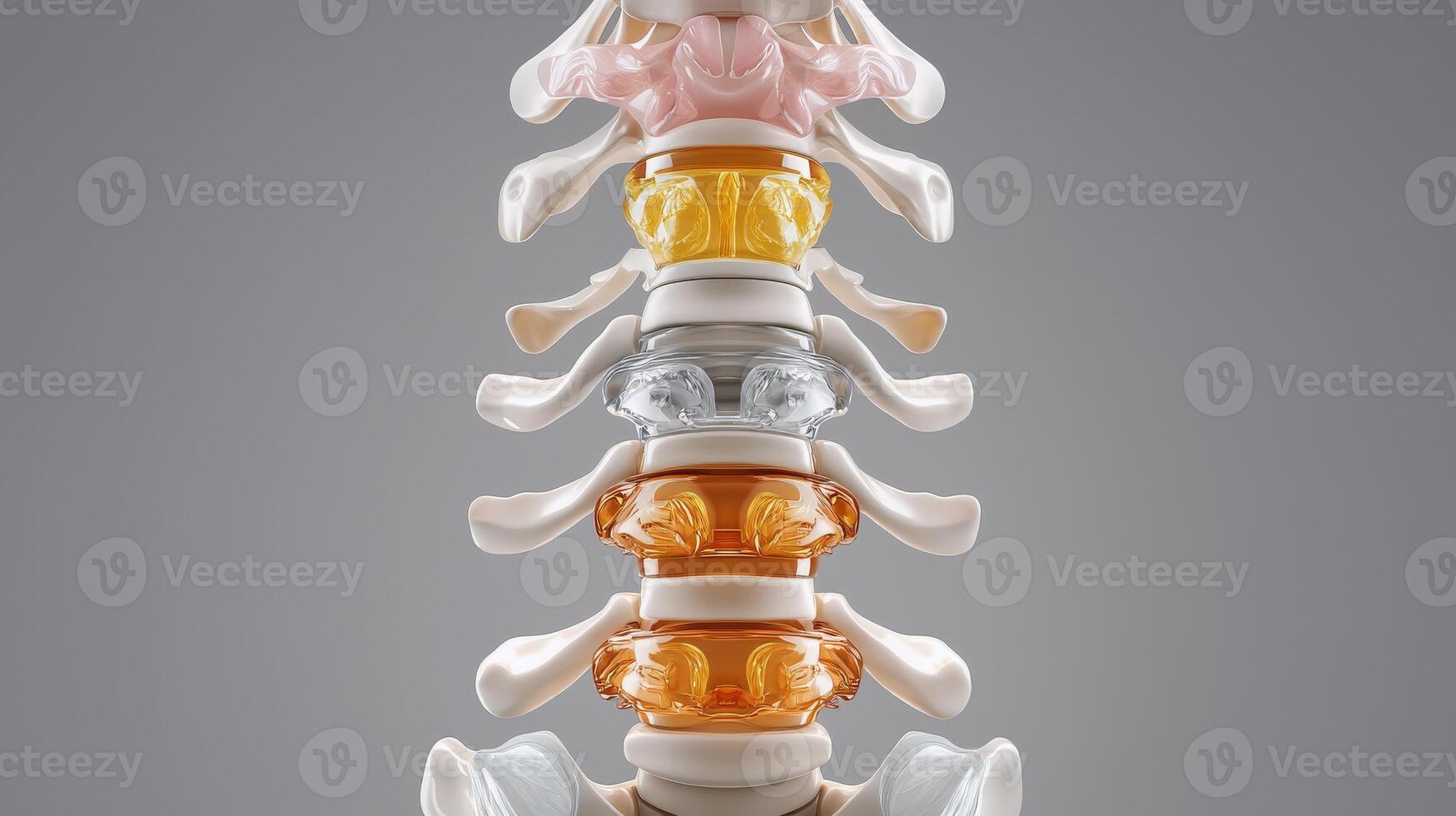 The spine is shown with different colored bones photo