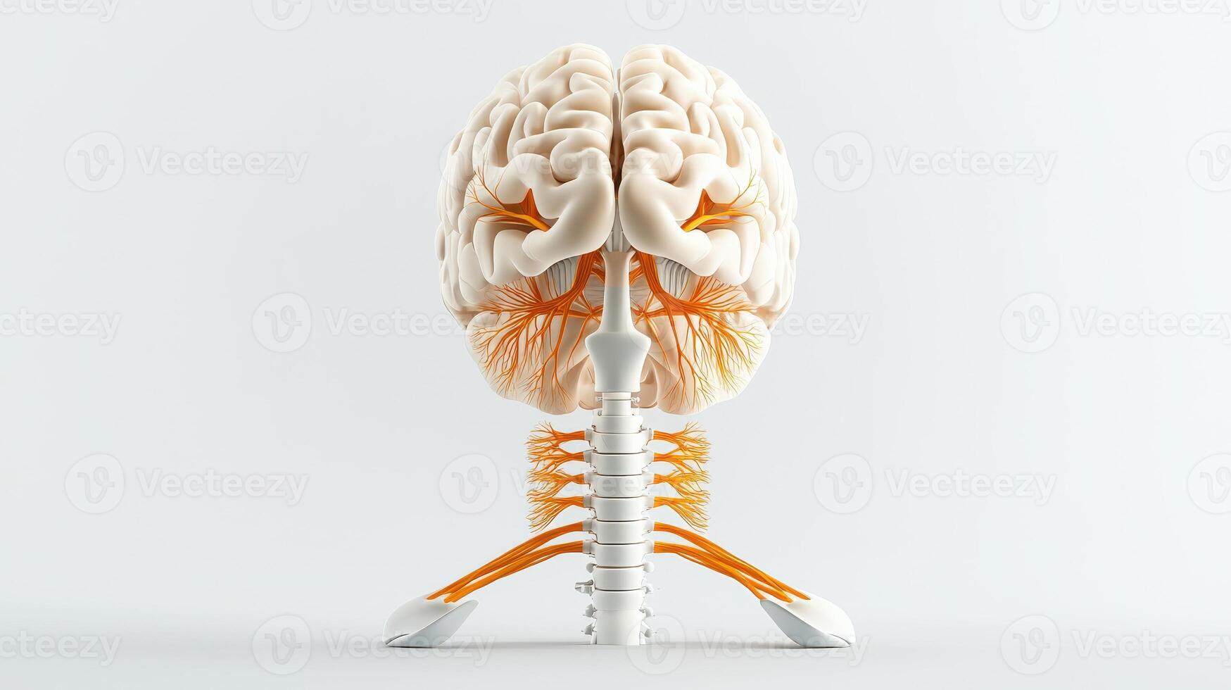 The human brain is shown in a 3d model photo