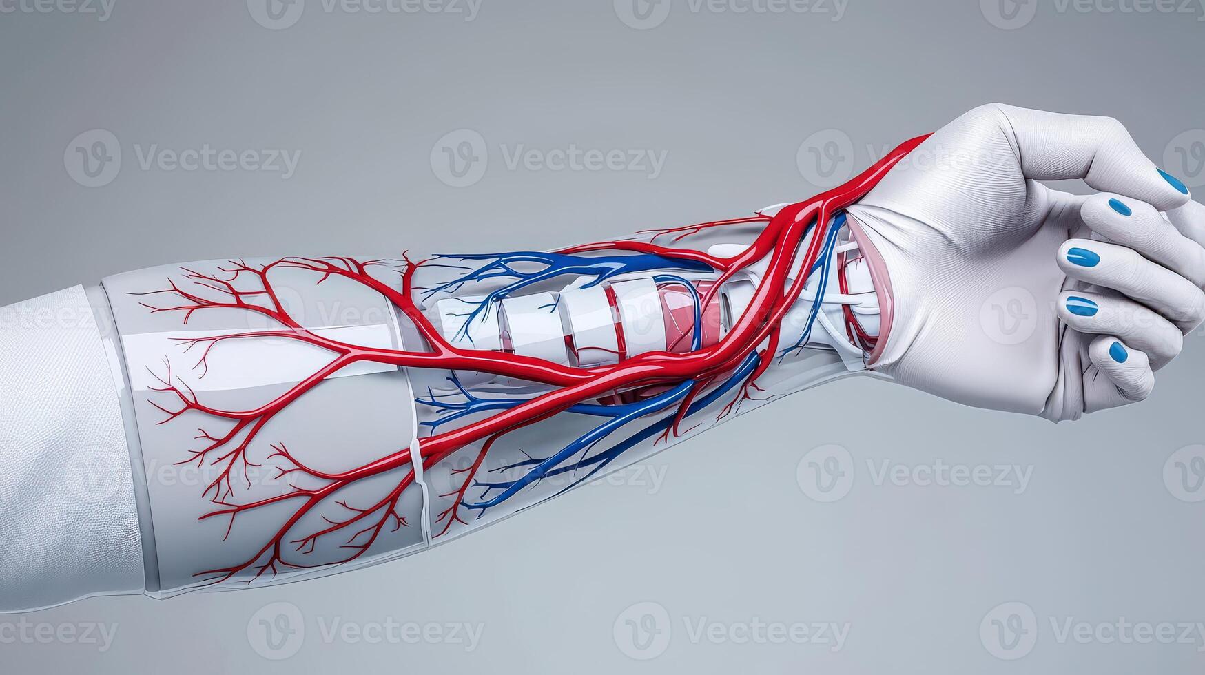 A hand with a blood vessel in it photo