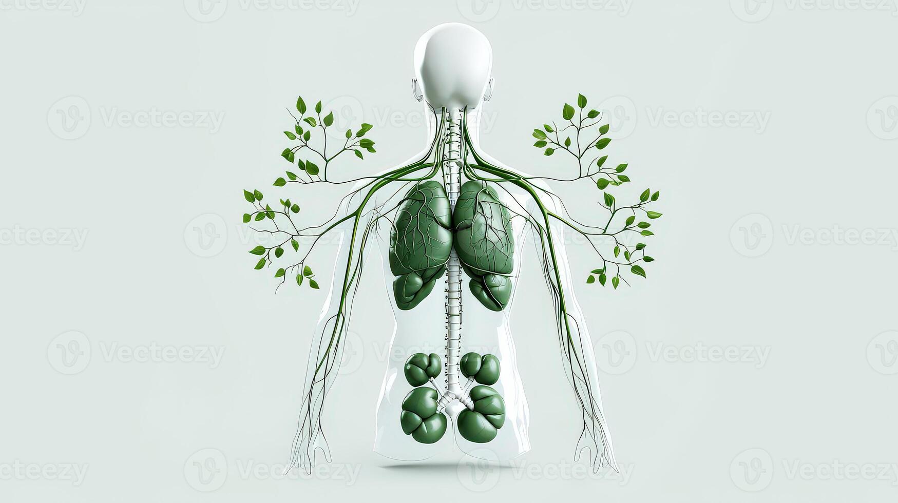 The human body is made up of green plants photo
