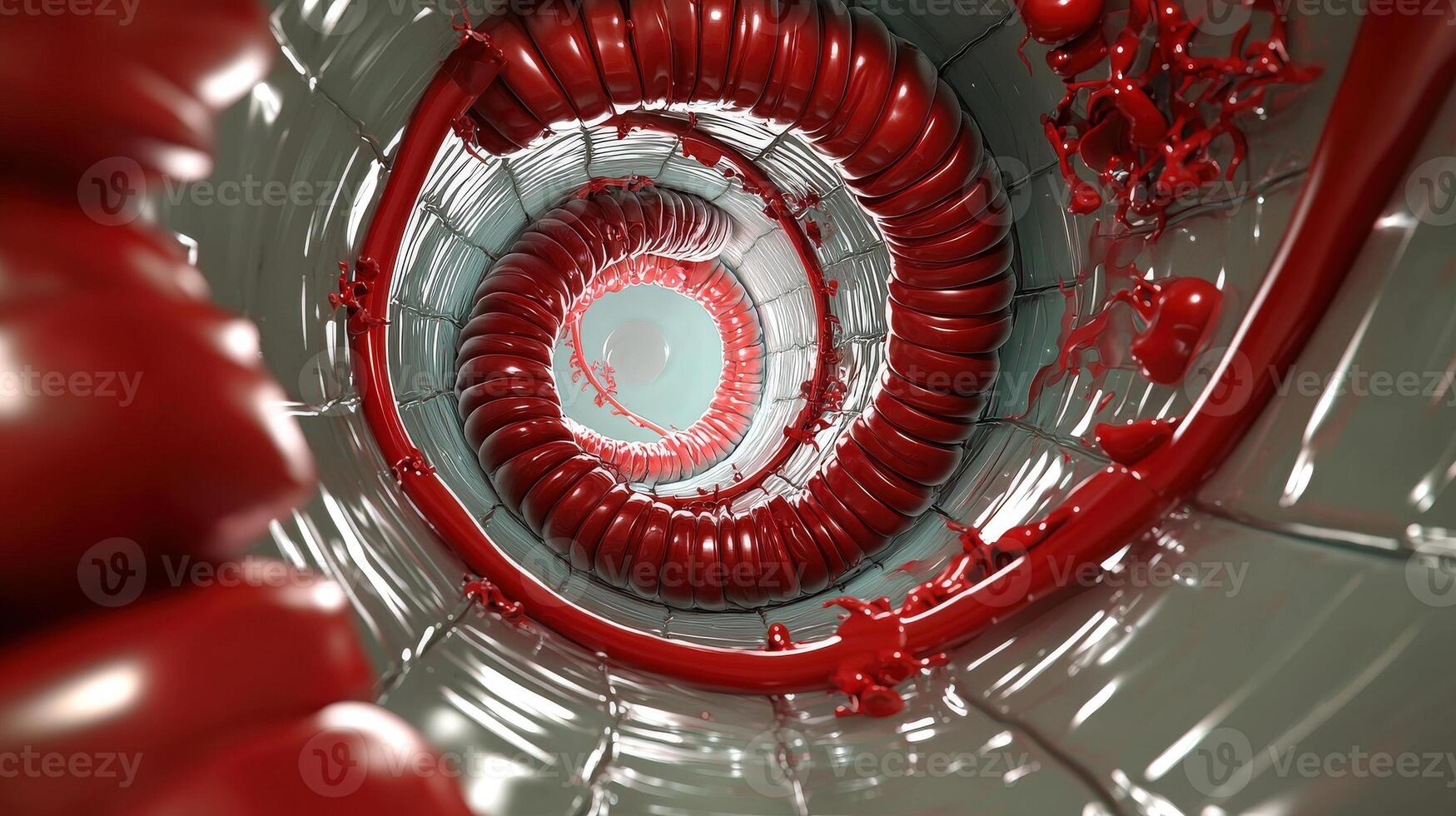 A red spiral with a red liquid inside photo