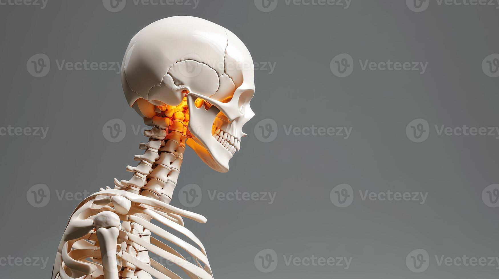 The human skeleton has a yellow highlighted area photo