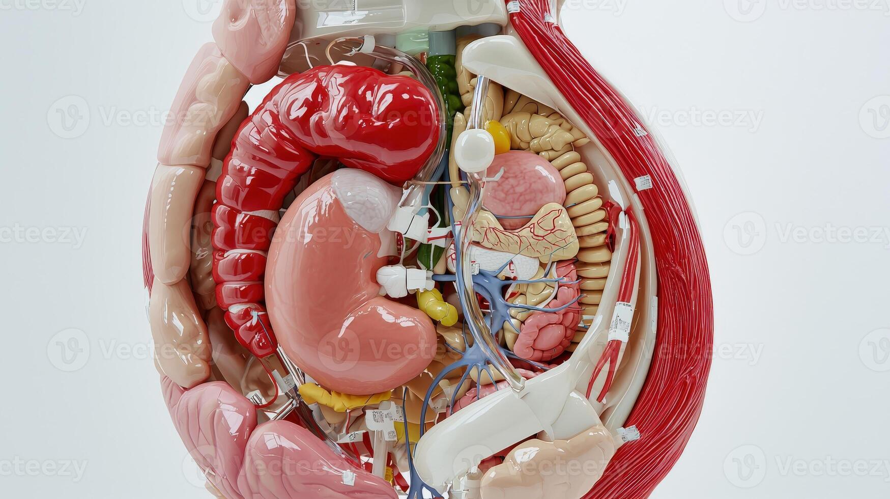 A model of the human body with organs and organs photo