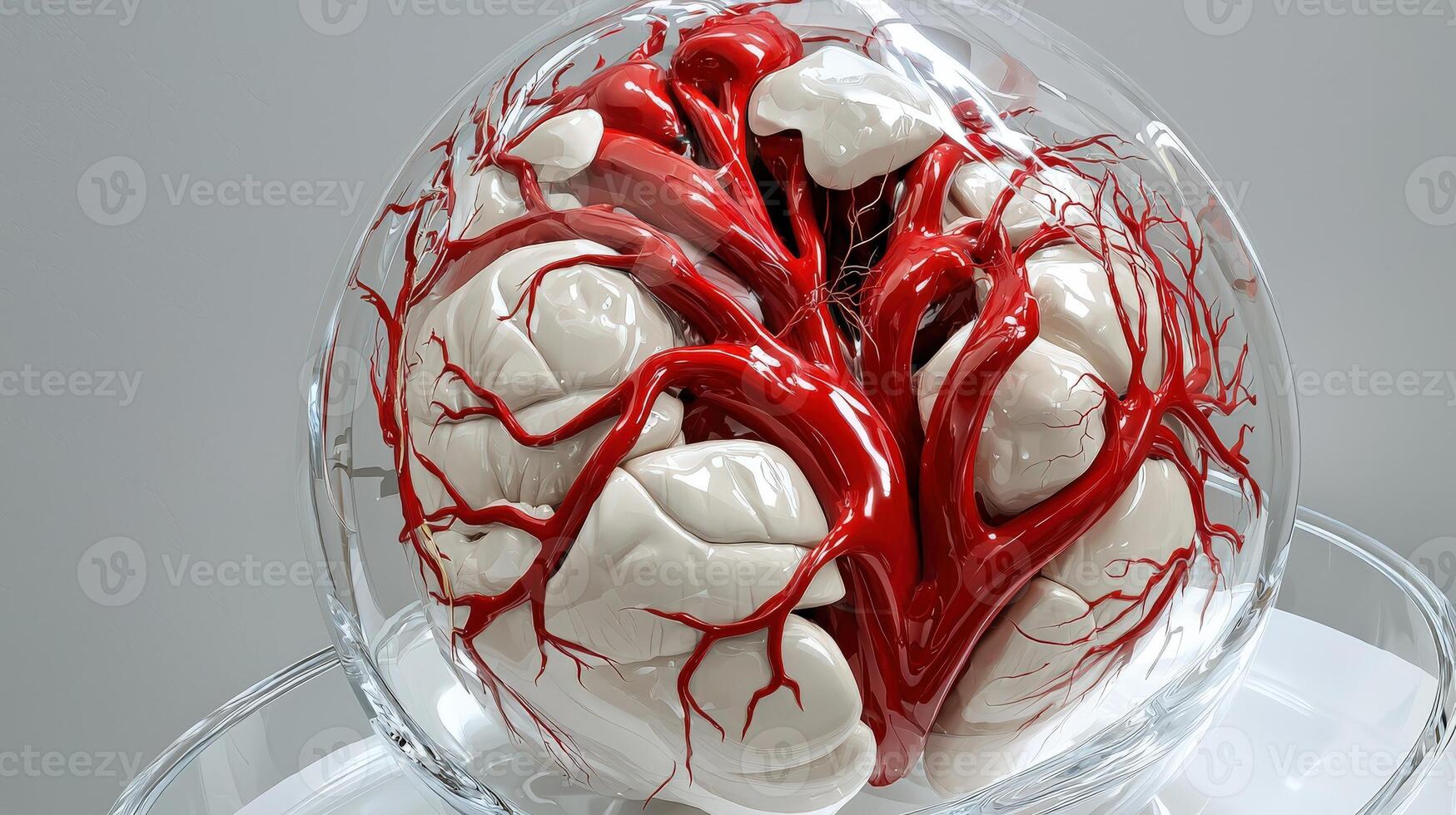 A model of a human brain inside a glass bowl photo