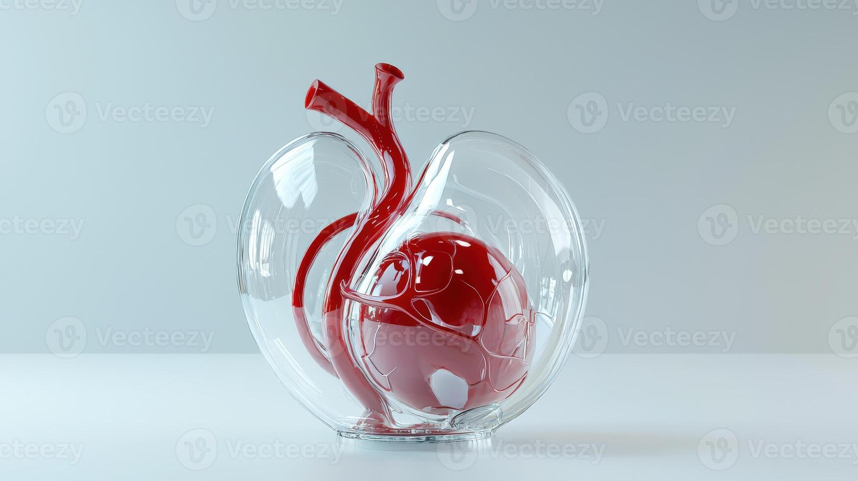 A glass vase with a red heart inside photo