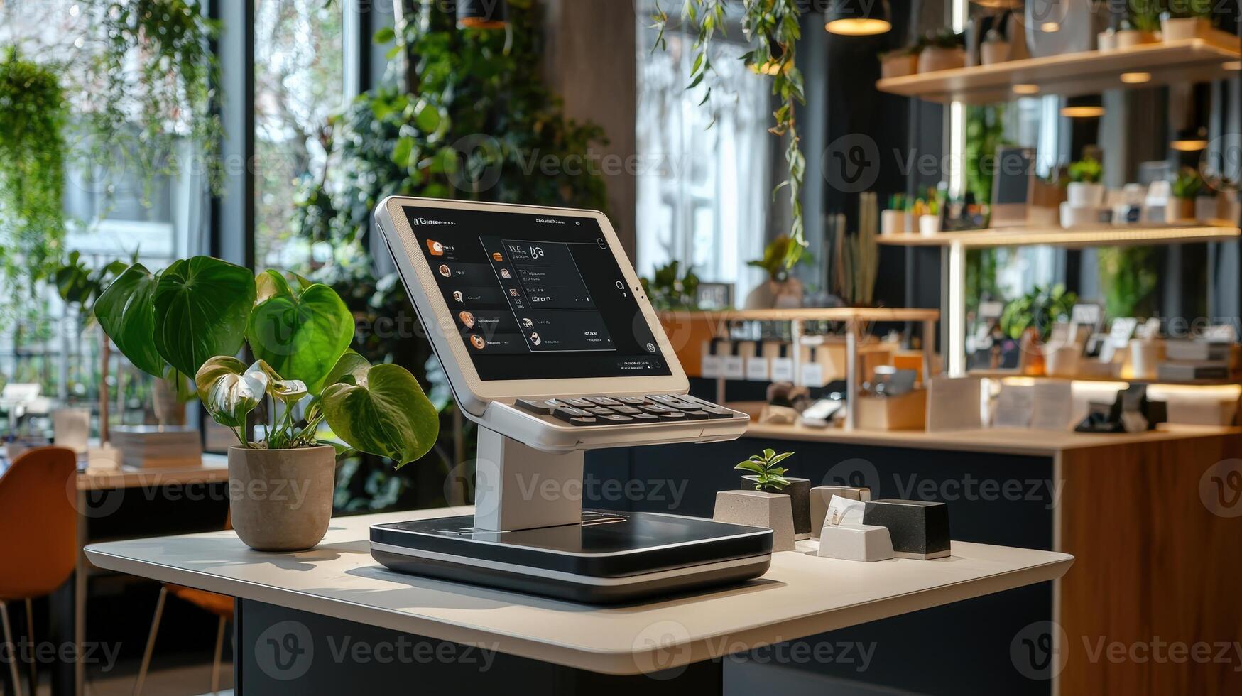 A pos terminal on a table in a restaurant photo