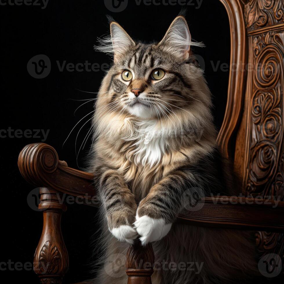 A cat sitting on a chair photo