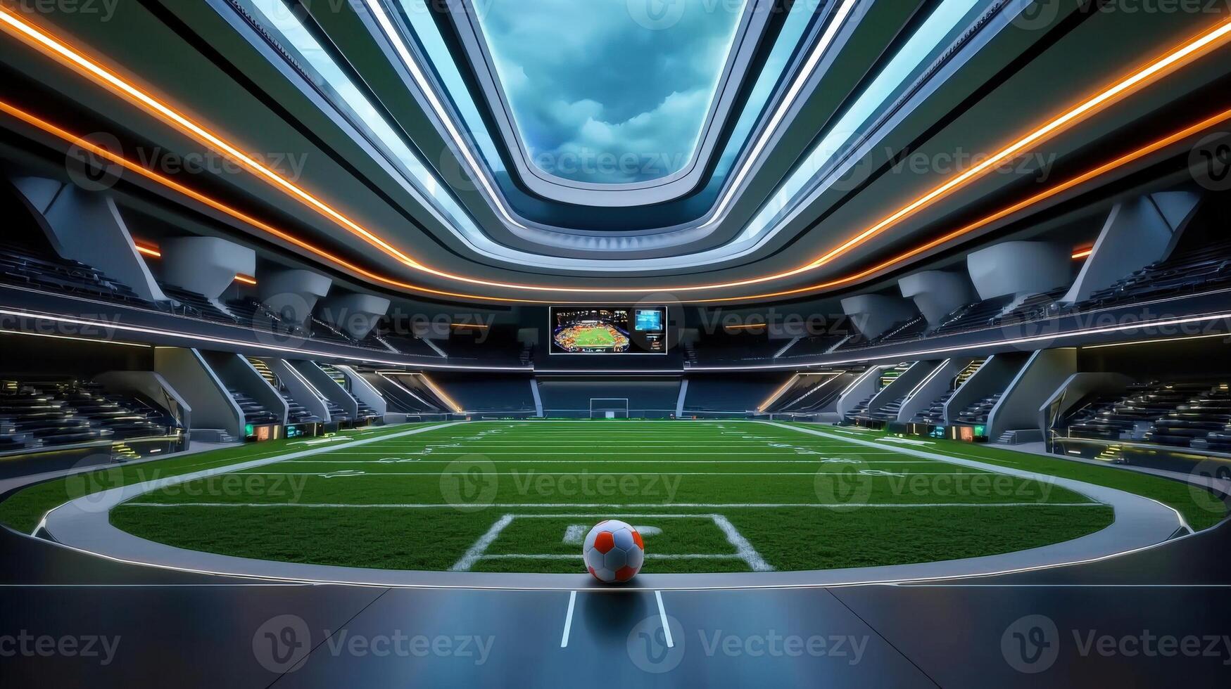 An image of a football field inside of a stadium photo