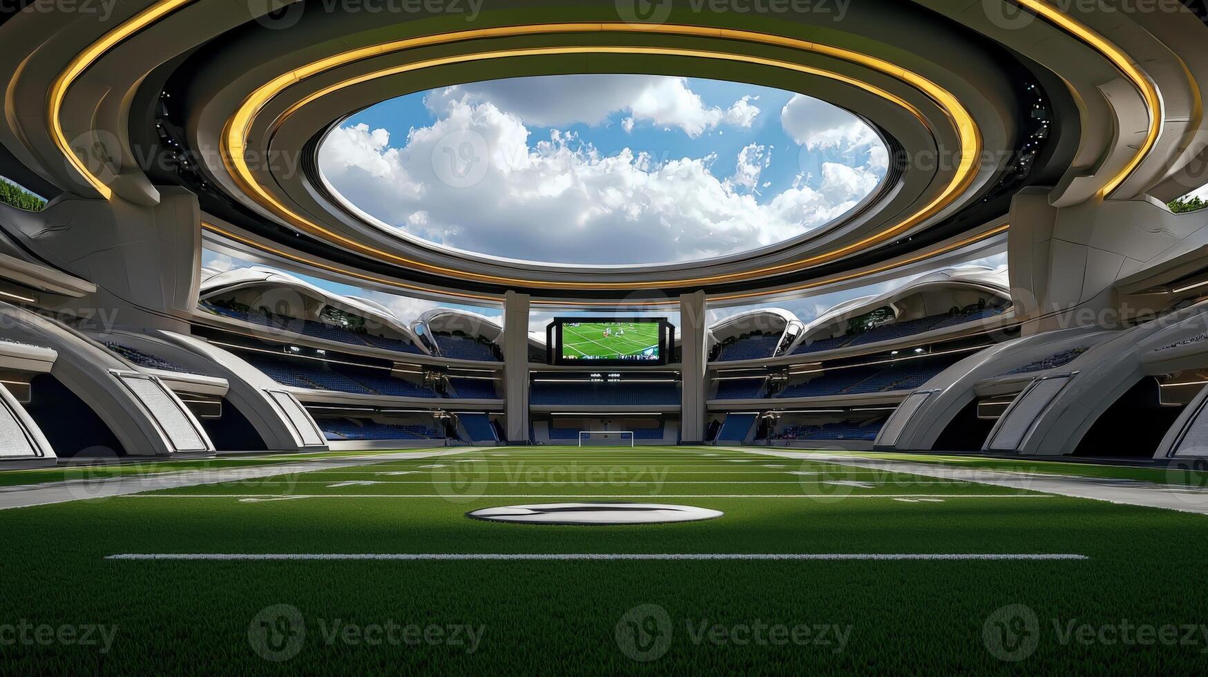 A football stadium with a large circular ceiling photo