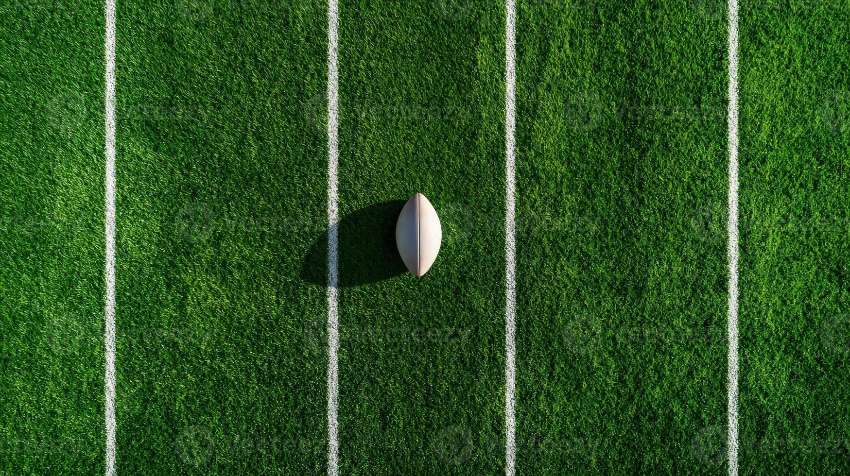 An aerial view of a football on a football field photo