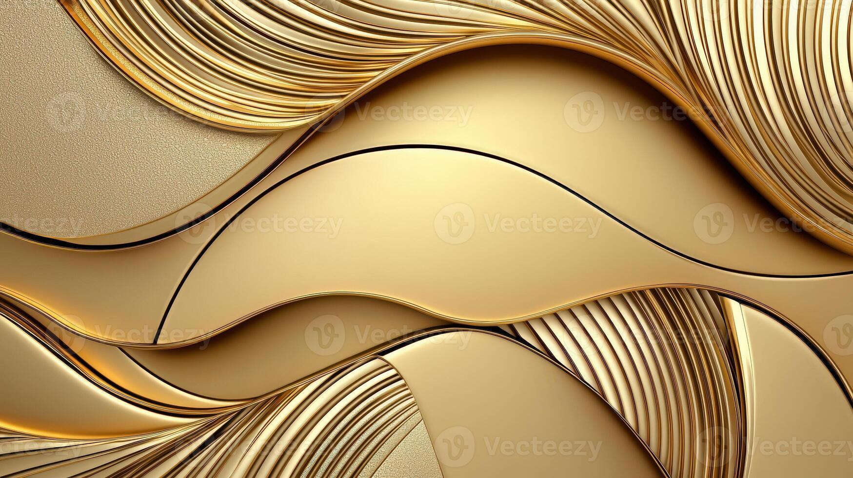 Golden abstract background with waves photo