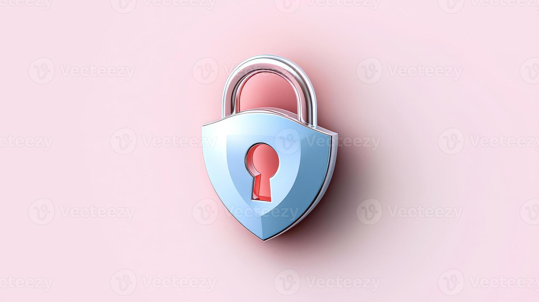 A blue and red lock with a keyhole on a pink background photo