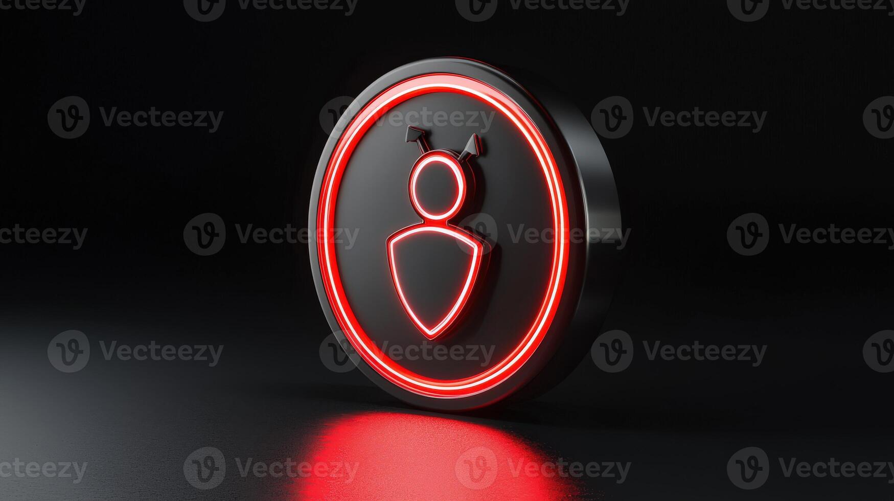 A neon sign with a red circle on it photo