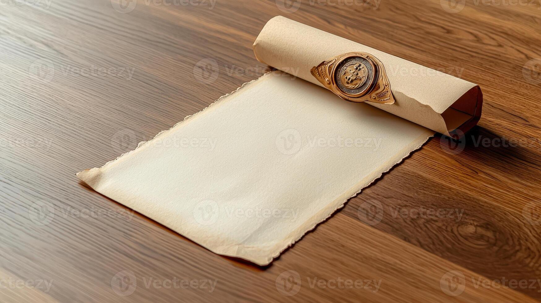 A piece of paper with a wax seal on top of it photo