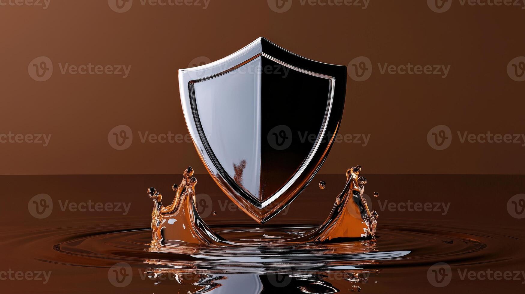 A shield is floating in a pool of water photo