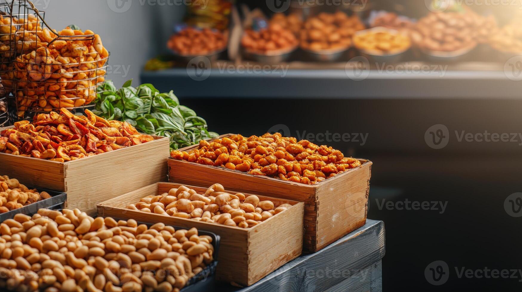 A display of nuts and other food items photo