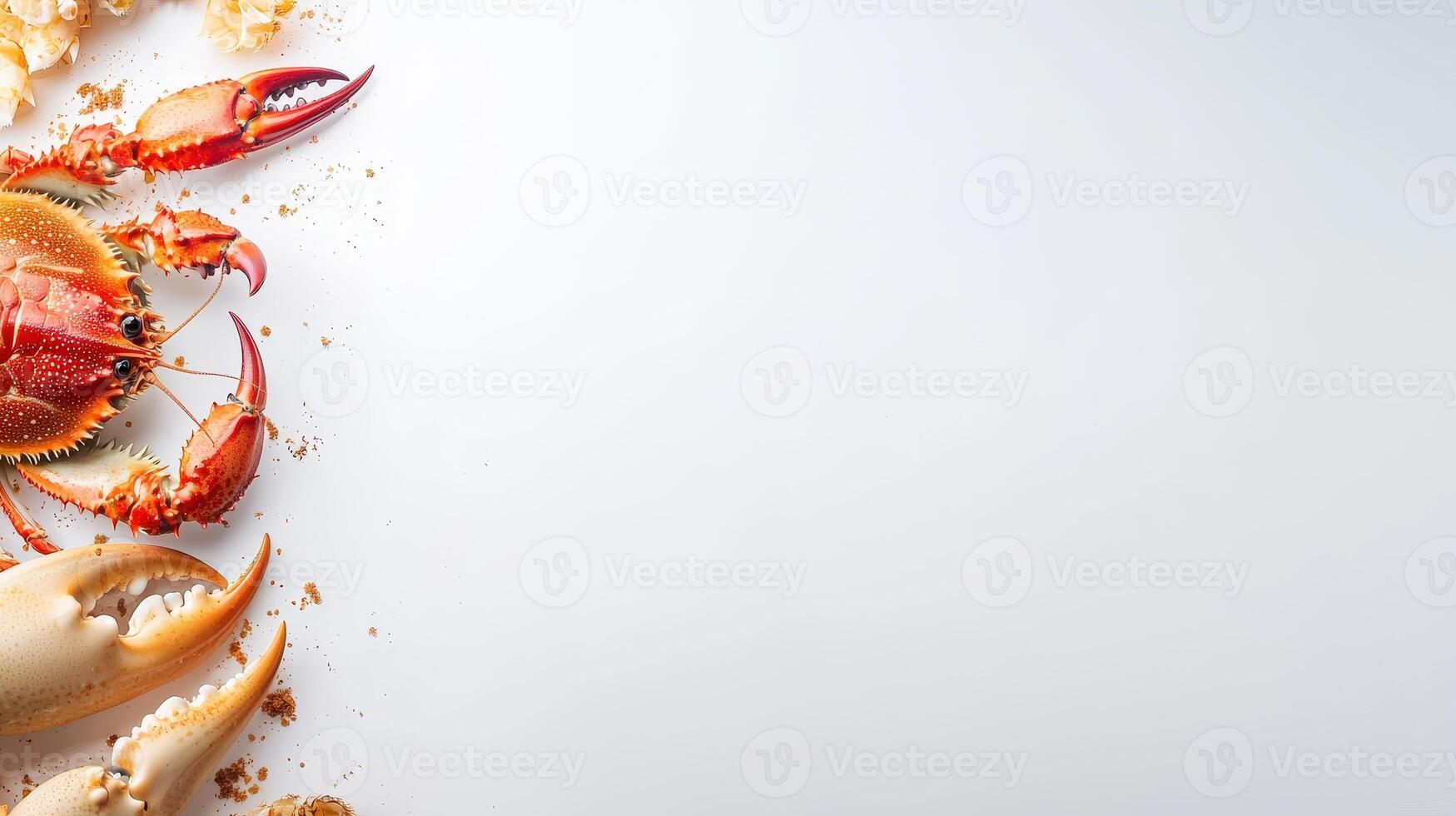 Crab with shell on white background photo