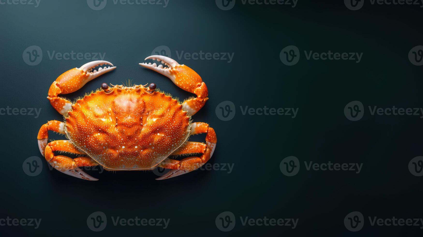 A crab is shown on a black background photo