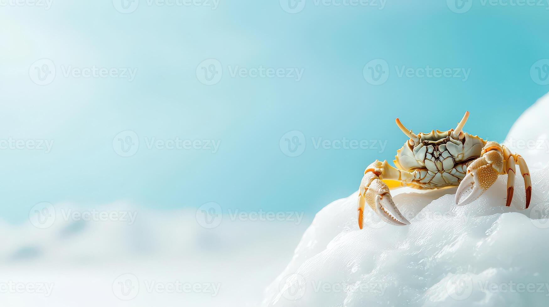 A crab is sitting on top of an ice floe photo