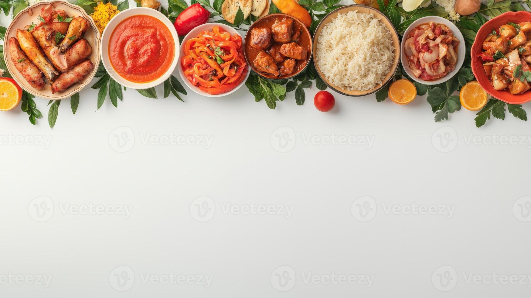 A large plate of food with different types of food photo