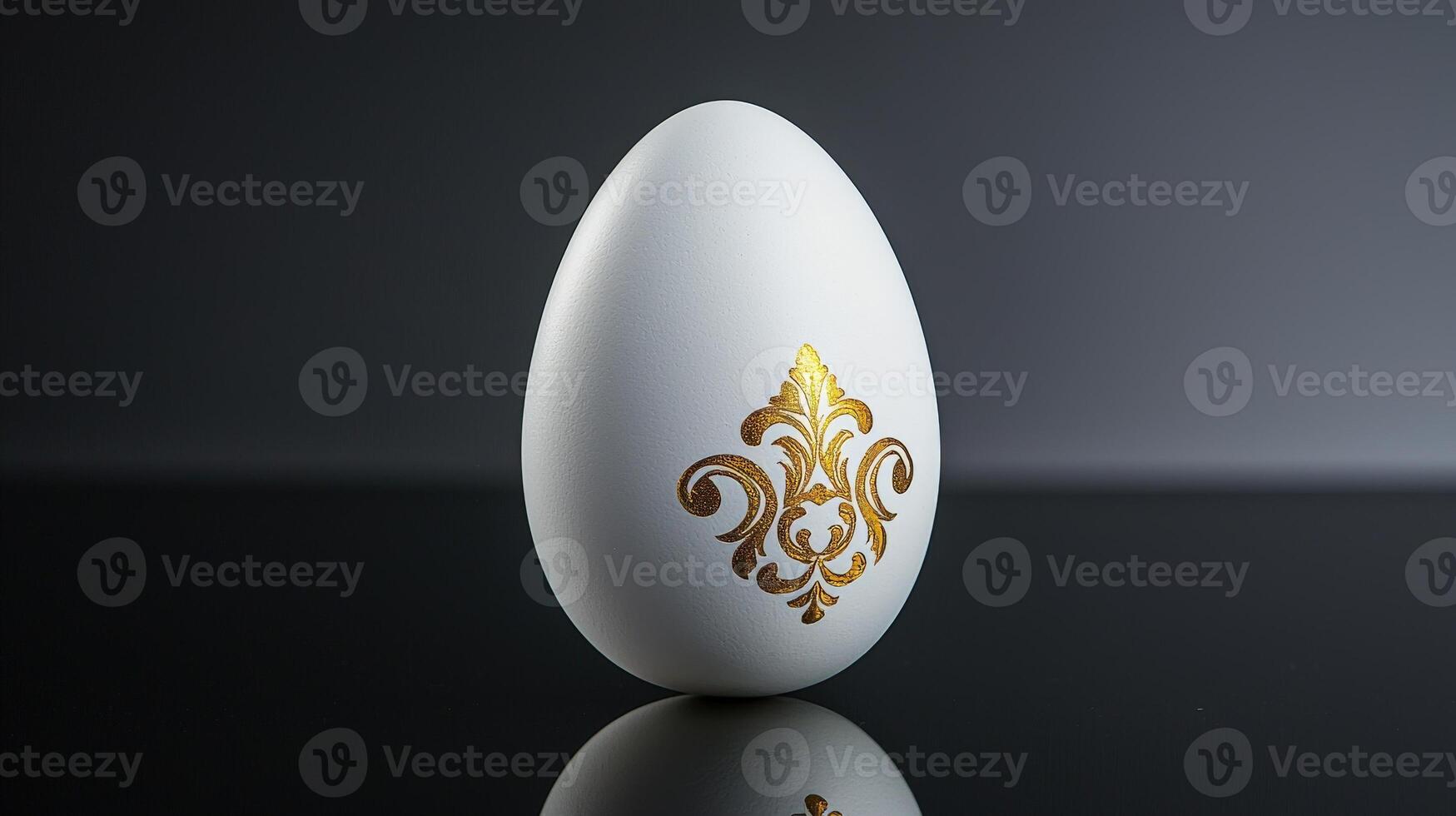 A white egg with gold designs on it photo
