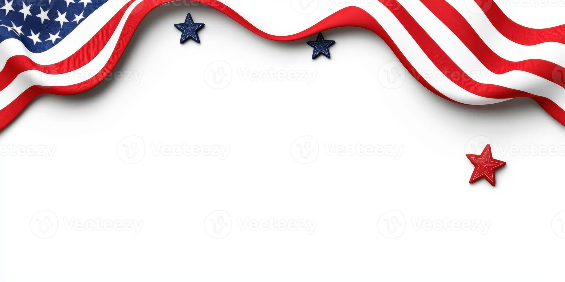 American flag with stars and stripes on white background photo