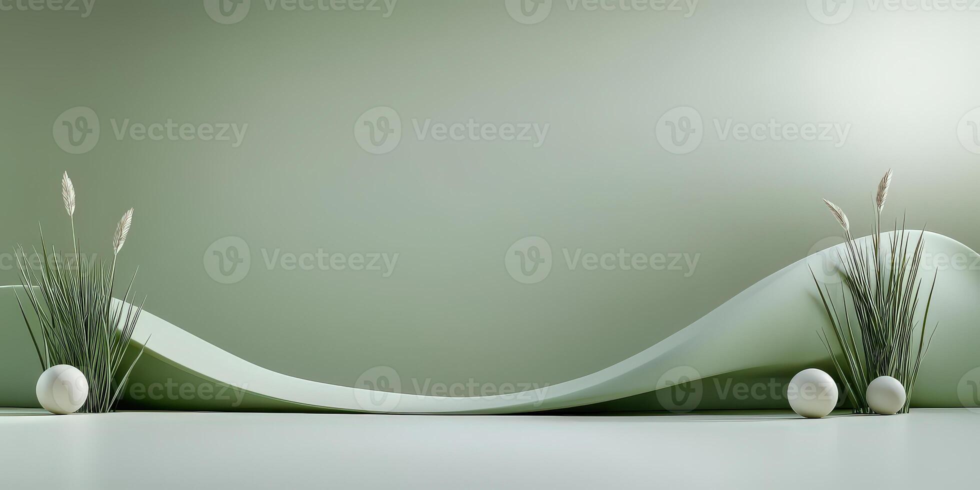 3d rendering of easter eggs and grass on a green background photo