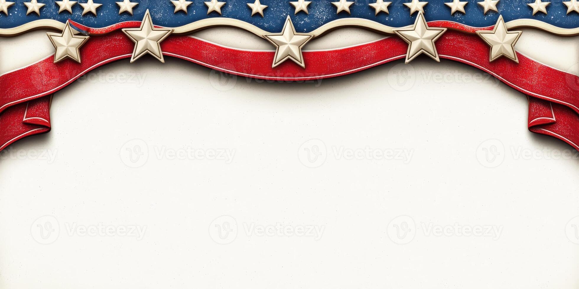 An american flag background with a ribbon and stars photo
