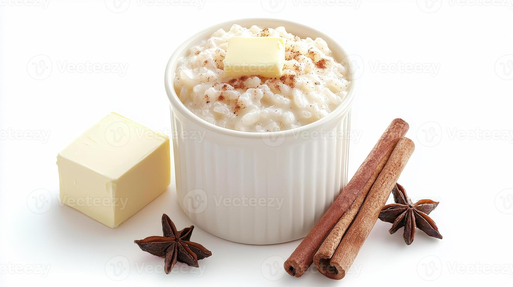 Rice pudding with cinnamon and star anise photo