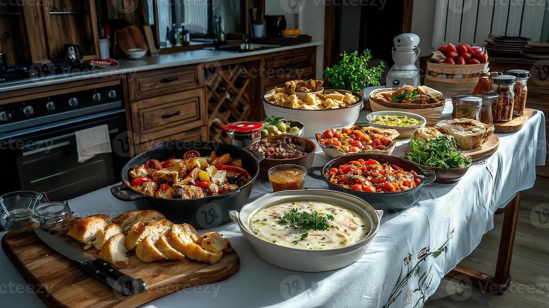 A table with many different foods on it photo
