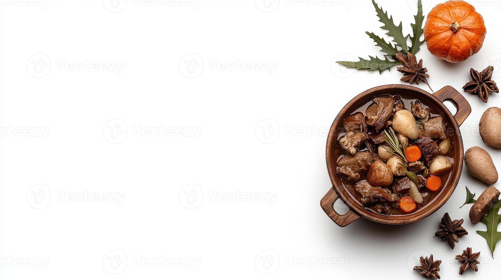 A bowl of stew with vegetables, spices and other ingredients photo