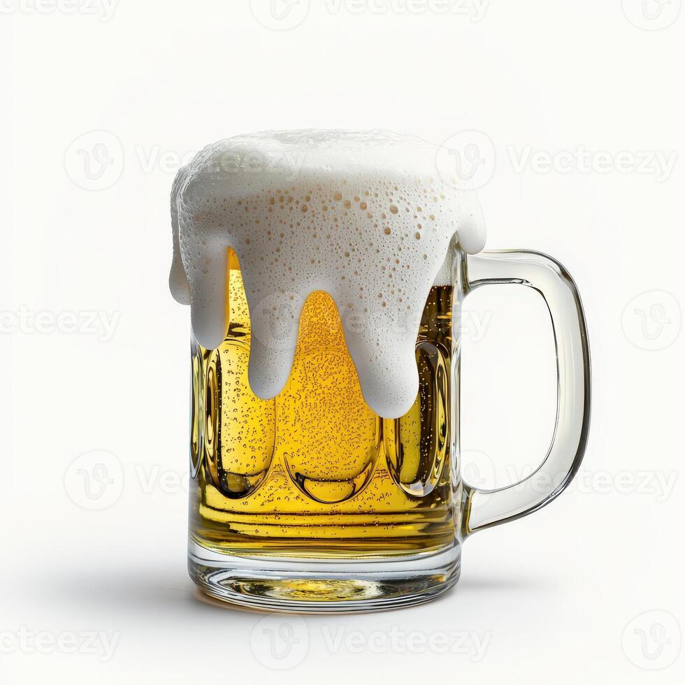 A beer mug with foam on top photo
