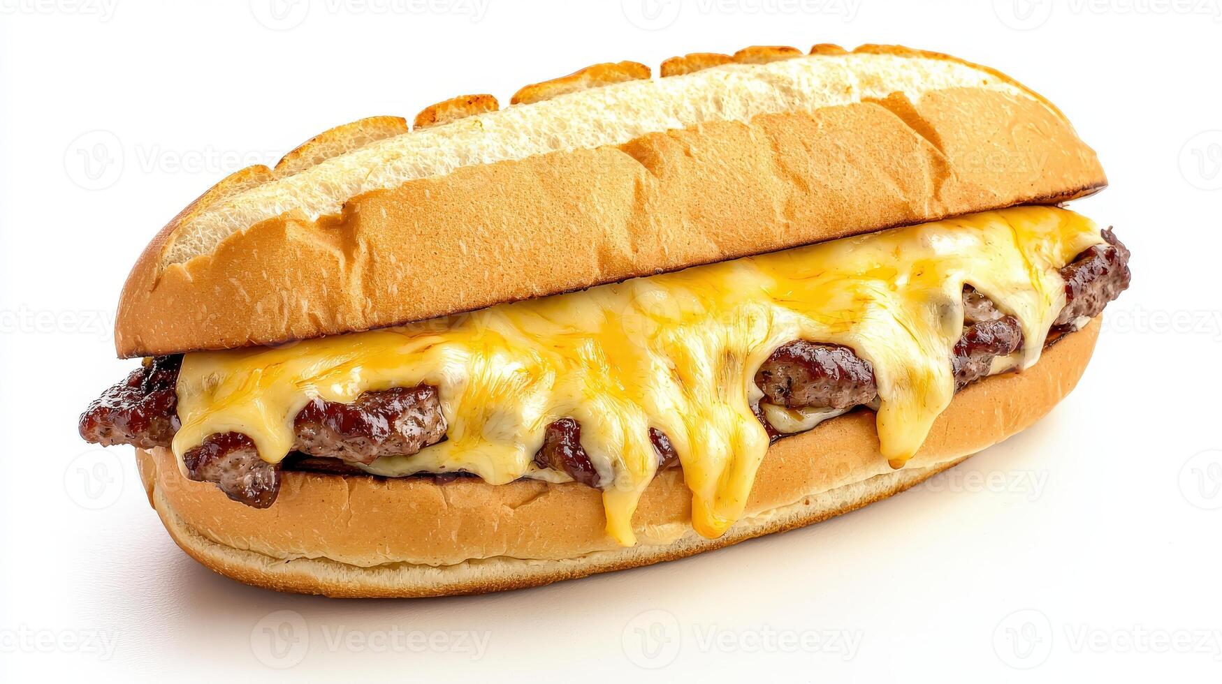 A cheeseburger with melted cheese on a white background photo