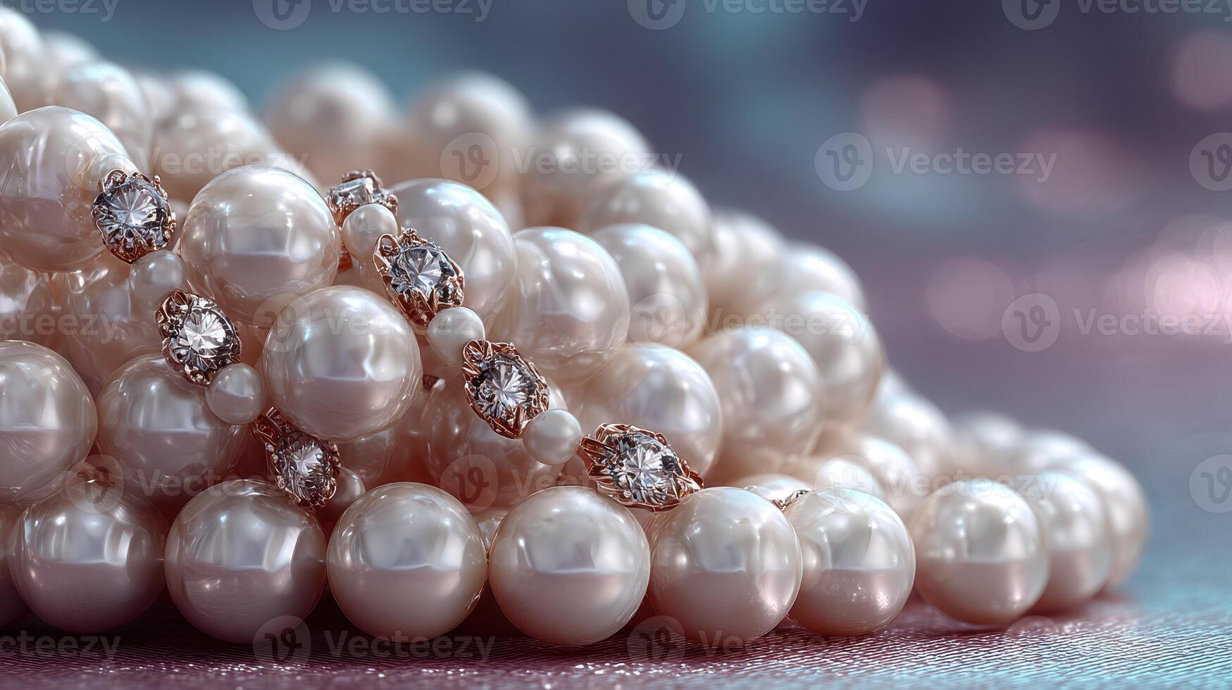 Elegant arrangement of pearls and diamonds showcasing luxury and sophistication in a stunning close-up view photo