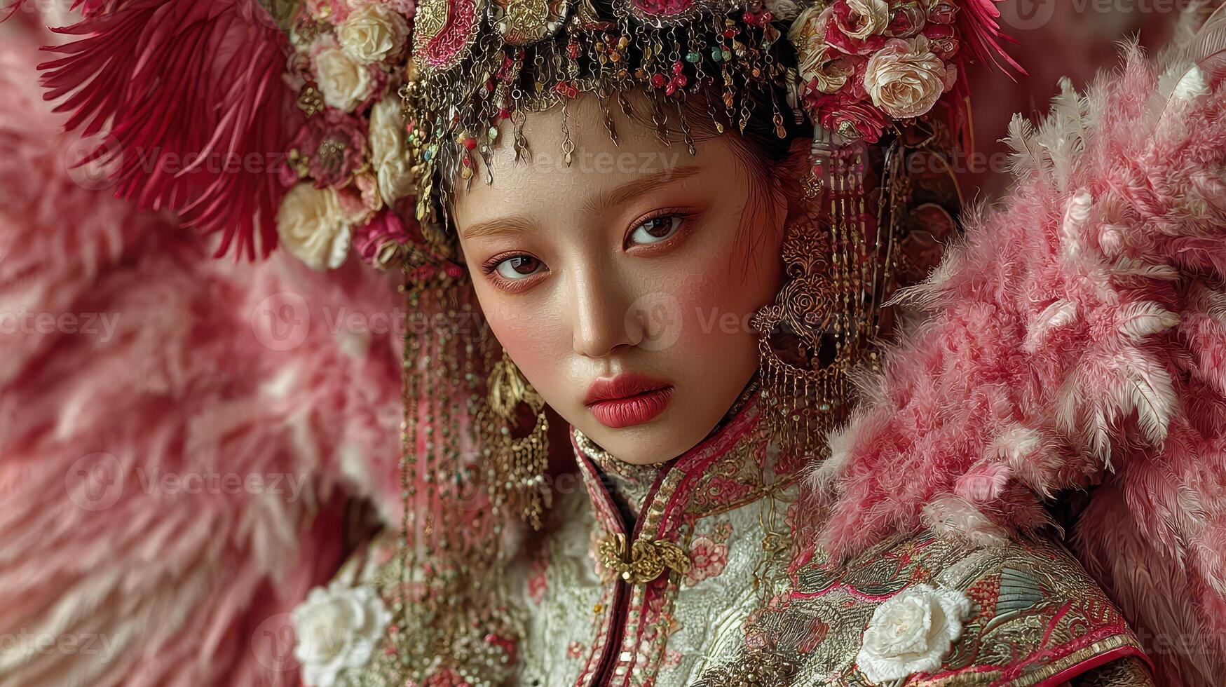 Elaborate costume design showcases vibrant colors and intricate details in a cultural celebration photo
