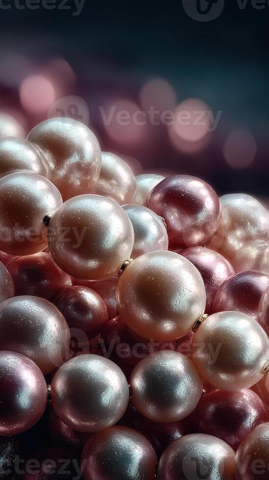 Close-up view of clustered pink and white pearls showcasing their luster and natural beauty photo