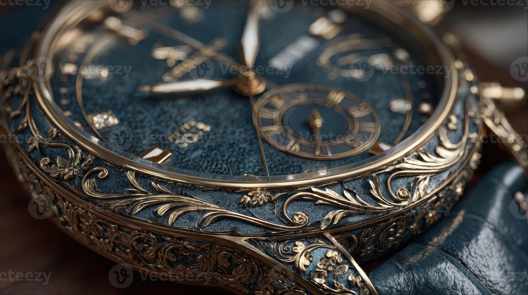 Luxury timepiece showcasing intricate design and craftsmanship in detailed close-up view at an artisan workshop photo