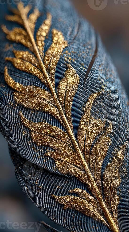 Intricate golden leaf design showcasing fine details and textures in a creative artistic representation photo