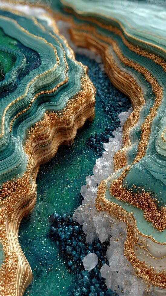 Stunning close-up of natural gemstone layers with intricate patterns and vibrant colors photo