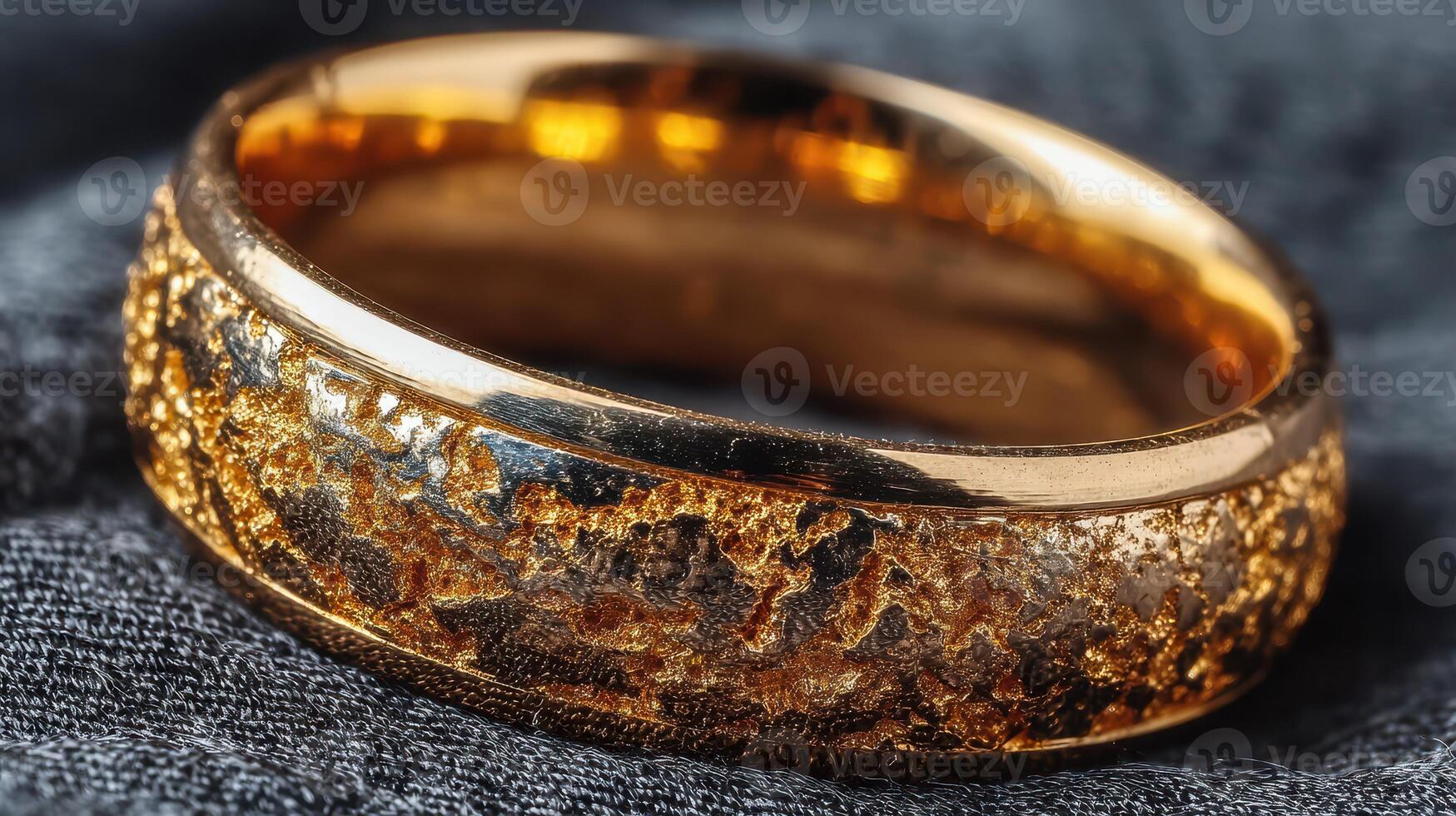 Beautifully crafted gold wedding ring showcasing intricate texture and shine for an elegant statement piece photo