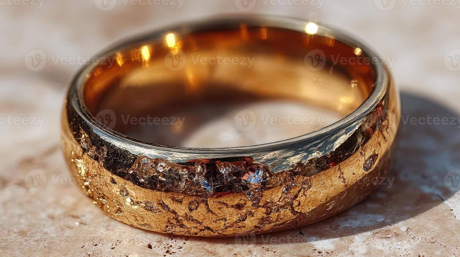 Unique gold ring with textured design showcasing intricate craftsmanship and shine photo