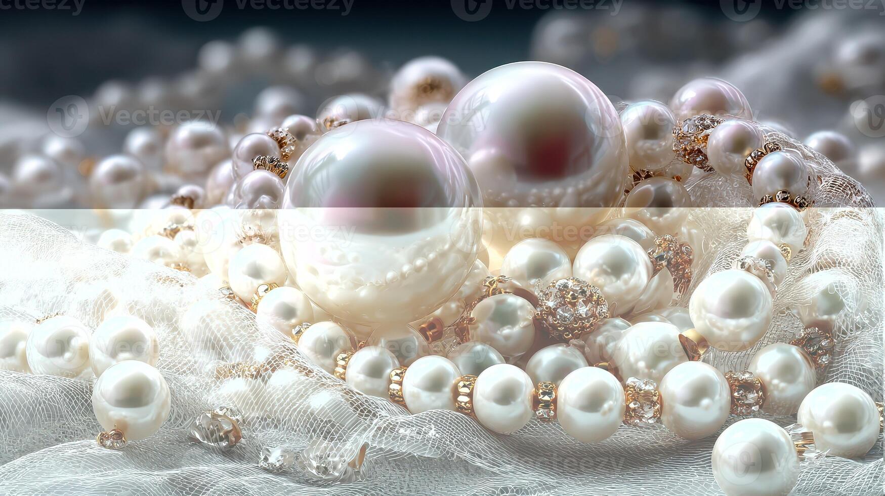 Elegant pearls showcased on delicate fabric with shimmering accents highlighting their beauty and luxury during a soft-lit setting photo
