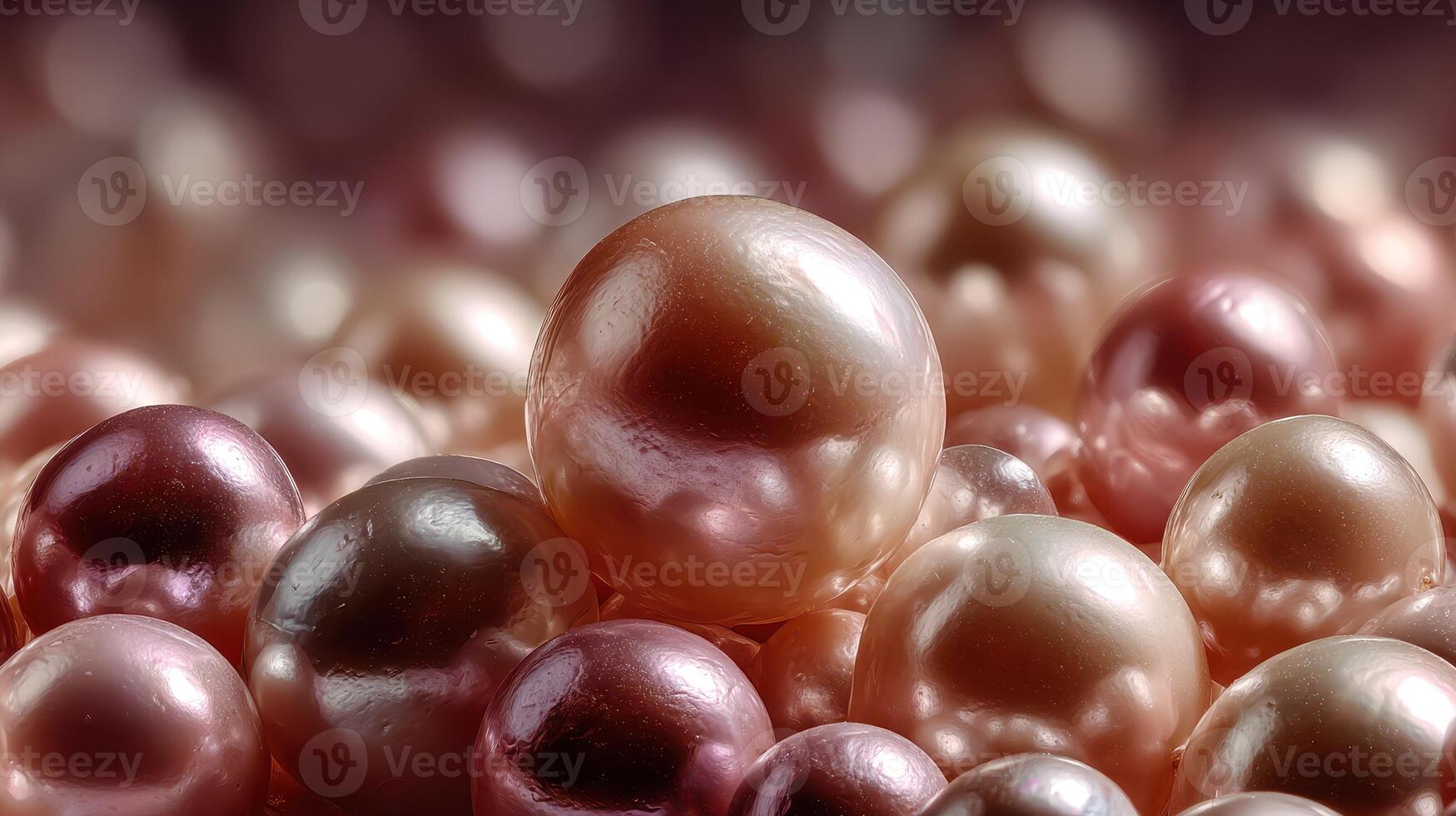 Collection of lustrous pearls showcasing shades of pink and cream in a close-up view with soft lighting photo