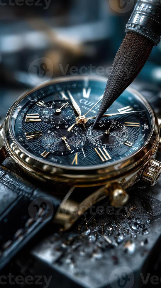 Watch restoration process captured in a workshop with fine detailing on a luxury timepiece photo