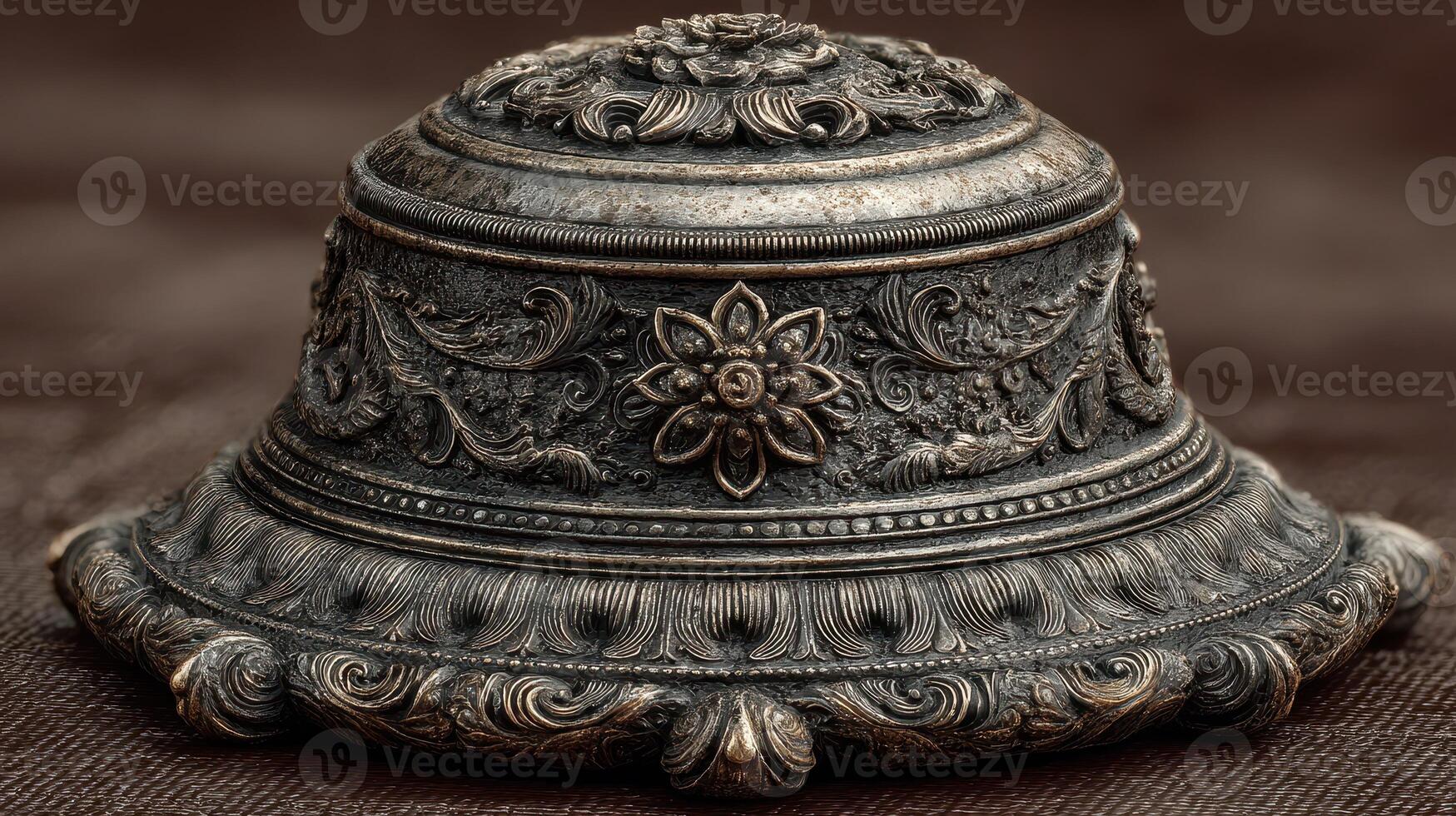 Ornate silver bowl with intricate floral designs displaying craftsmanship and historical significance in decoration photo
